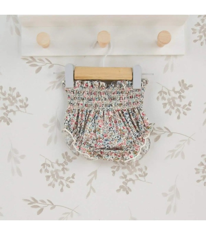 Pololo Bebé Crudo floral algodón fruncido ligero elegante infantil
