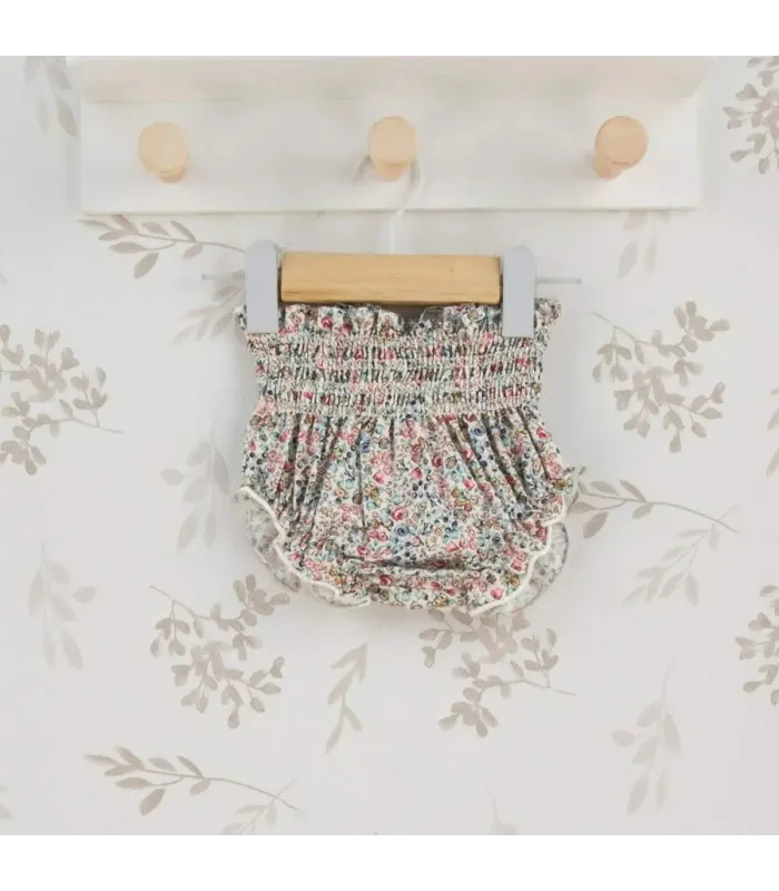 Pololo Bebé Crudo floral algodón fruncido ligero elegante infantil