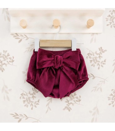 Pololo Bebé Granate lazo grande tejido satinado volumen elegante infantil