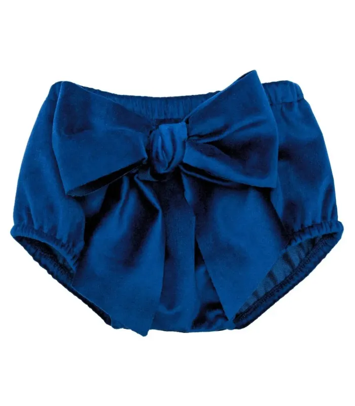 Pololo Bebé Marino lazo grande tejido satinado volumen elegante azul infantil en fondo blanco