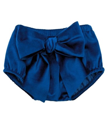 Pololo Bebé Marino lazo grande tejido satinado volumen elegante azul infantil en fondo blanco