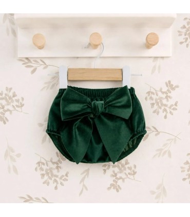 Pololo Bebé Verde lazo grande tejido satinado volumen elegante infantil