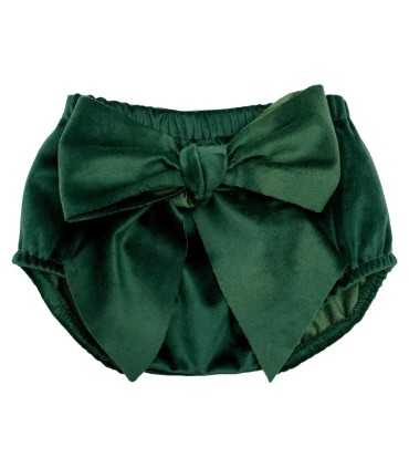 Pololo Bebé Verde lazo grande tejido satinado volumen elegante infantil en fondo blanco