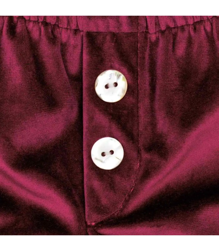 Detalles del diseño del Pololo Bebé Granate botones frontales tejido satinado elegante infantil