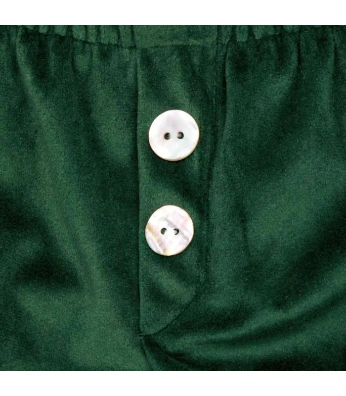 Detalles del diseño del Pololo Bebé Verde botones frontales tejido satinado elegante infantil