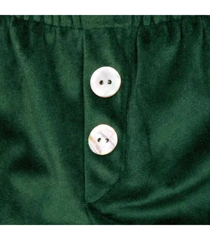 Detalles del diseño del Pololo Bebé Verde botones frontales tejido satinado elegante infantil