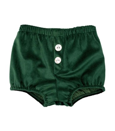 Pololo Bebé Verde botones frontales tejido satinado elegante infantil en fondo blanco