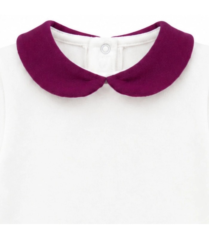 Detalles del diseño del Body Bebe Cuello Granate algodón suave cuello redondeado contraste elegante bebé