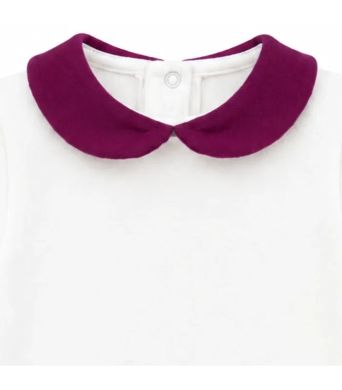 Detalles del diseño del Body Bebe Cuello Granate algodón suave cuello redondeado contraste elegante bebé