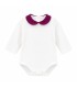 Body Bebe Cuello Granate algodón suave cuello redondeado contraste elegante bebé en fondo blanco
