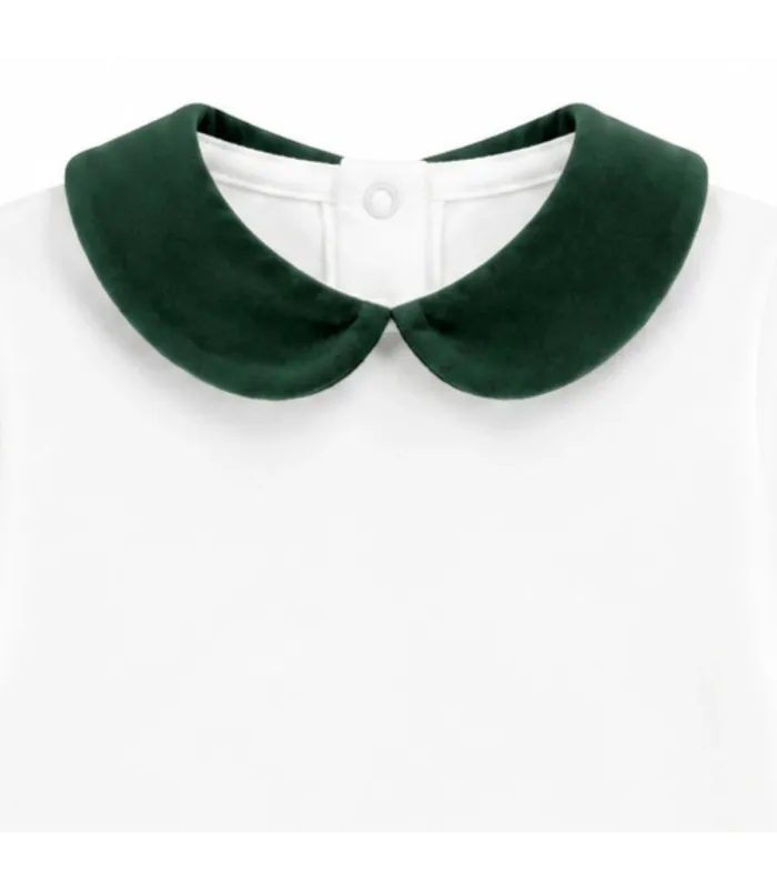 Detalles del diseño del Body Bebe Cuello Verde algodón suave cuello redondeado contraste natural elegante