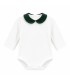 Body Bebe Cuello Verde algodón suave cuello redondeado contraste natural elegante en fondo blanco