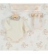 Body Bebé Crudo cuello floral estampado algodón suave elegante infantil