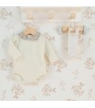 Body Bebé Cuello Floral Crudo Calamaro Lama