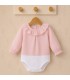 Body camisa para bebé color rosa de algodón con tejido plumeti, cuello volante y manga larga Calamaro