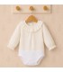 Body camisa para bebé color crudo de algodón con tejido plumeti, cuello volante y manga larga Calamaro