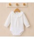 Body camisa para bebé blanco de algodón con tejido plumeti, cuello volante y manga larga Calamaro