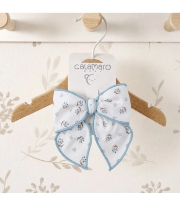 Lazo Pelo bebé crudo estampado algodón ribete celeste pinza infantil invierno