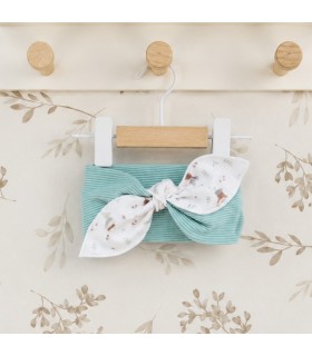 Turbante Pelo bebé mint invierno estampado algodón con lazo diseño grande elegante