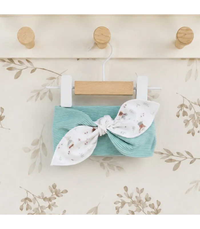 Turbante Pelo bebé mint invierno estampado algodón con lazo diseño grande elegante