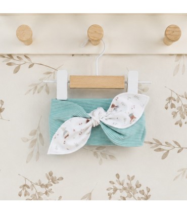 Turbante Pelo bebé mint invierno estampado algodón con lazo diseño grande elegante