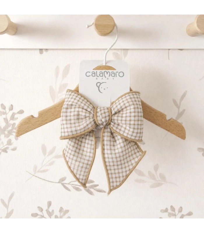 Lazo Pelo bebé arena vichy algodón con pinza suave diseño grande elegante
