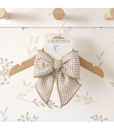 Lazo Pelo bebé arena vichy algodón con pinza suave diseño grande elegante