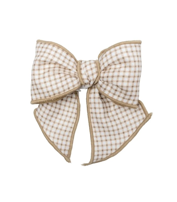 Lazo Pelo bebé arena vichy algodón con pinza suave diseño grande elegante en fondo blanco