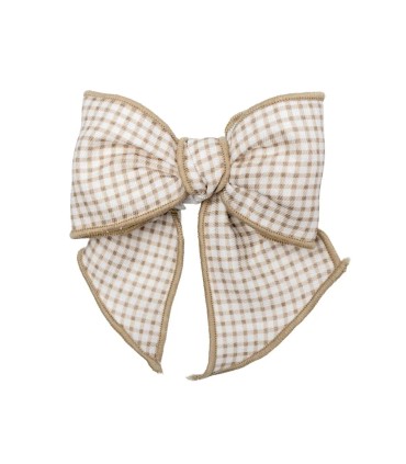 Lazo Pelo bebé arena vichy algodón con pinza suave diseño grande elegante en fondo blanco