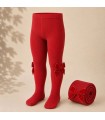 Leotardo Liso con Lazo Terciopelo Cóndor Rojo para Bebé y Niña