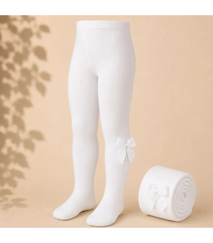 Leotardo Liso con Lazo Grosgrain Cóndor Blanco 200 para bebé y niña