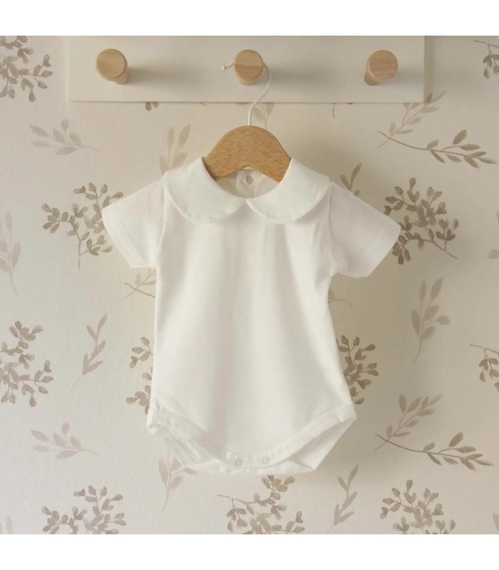 body bebé crudo empolvado cuello bebé redondo algodón elástico detalle verano