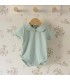 body bebé verde agua mint cuello bebé redondo algodón elástico suave detalle verano