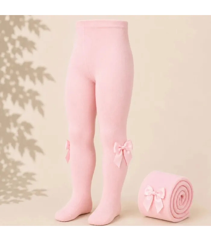 Leotardo Liso con Lazo Grosgrain Cóndor Rosa 500 para bebé y niña