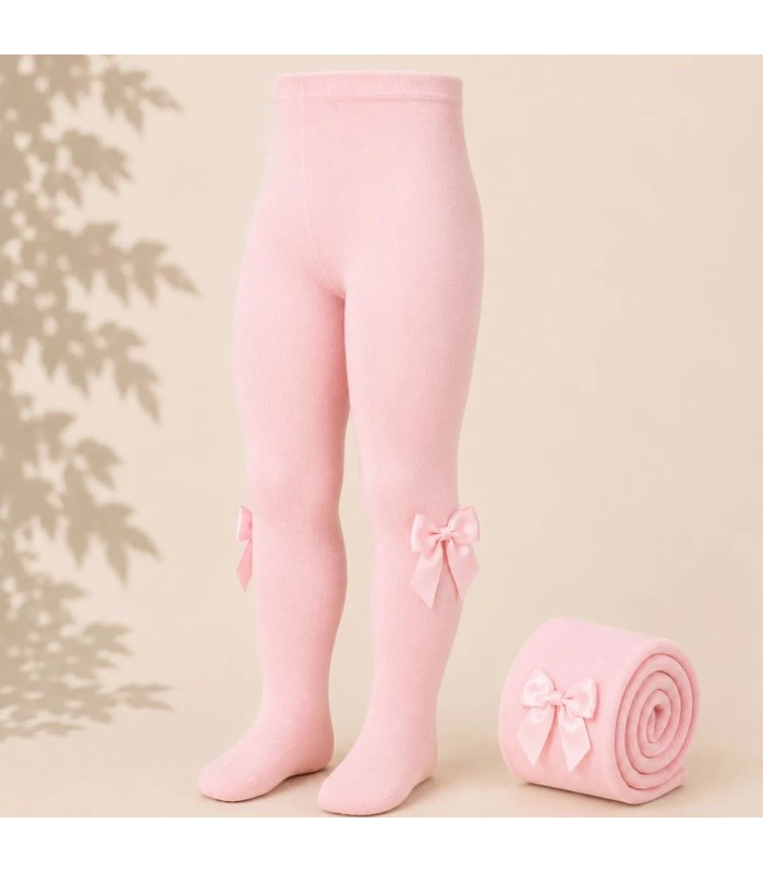 Leotardo Liso con Lazo Grosgrain Cóndor Rosa 500 para bebé y niña