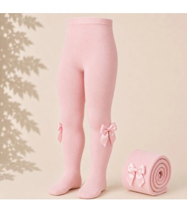 Leotardo Liso con Lazo Grosgrain Cóndor Rosa Palo 526 para bebé y niña