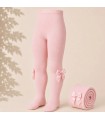 Leotardo Liso con Lazo Grosgrain Cóndor Rosa Palo para Bebé y Niña
