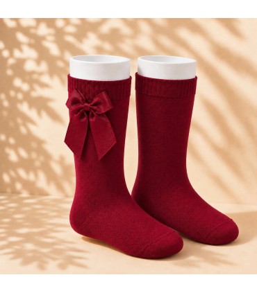 Calcetín Lazo Grosgrain Cóndor Red Velvet 578 para bebé y niña