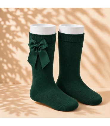 Calcetín Lazo Grosgrain Cóndor Verde Botella 780 para bebé y niña