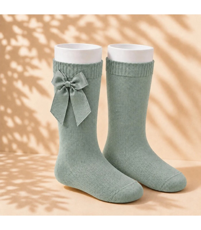 Calcetín Lazo Grosgrain Cóndor Verde Seco 756 para bebé y niña
