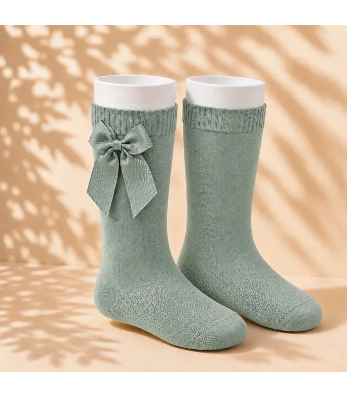 Calcetín Lazo Grosgrain Cóndor Verde Seco 756 para bebé y niña