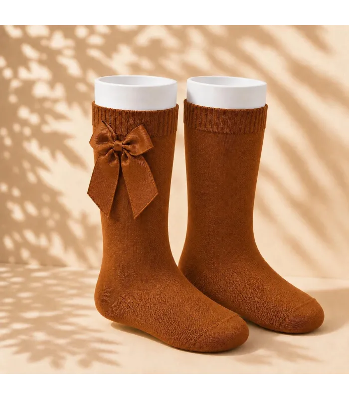Calcetín Lazo Grosgrain Cóndor Canela 688 para bebé y niña