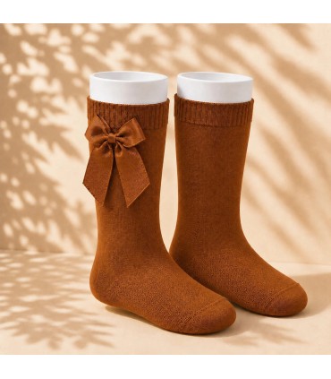 Calcetín Lazo Grosgrain Cóndor Canela 688 para bebé y niña