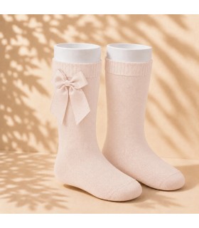 Calcetín Lazo Grosgrain Cóndor Nude 674 para bebé y niña