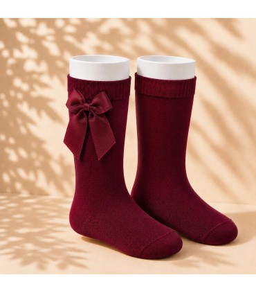 Calcetín Lazo Grosgrain Cóndor Granate 575 para bebé y niña