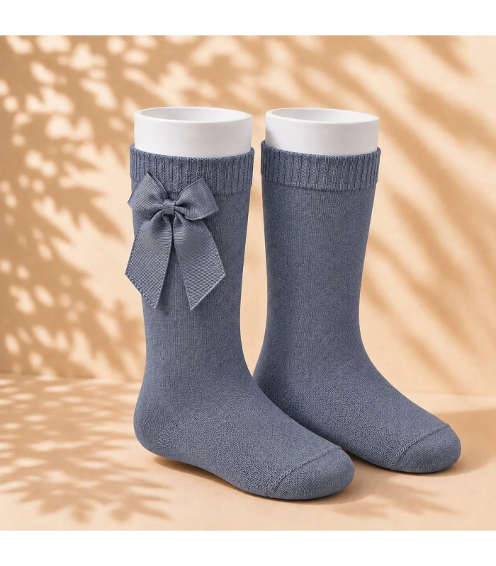 Calcetín Lazo Grosgrain Cóndor Acero 402 para bebé y niña