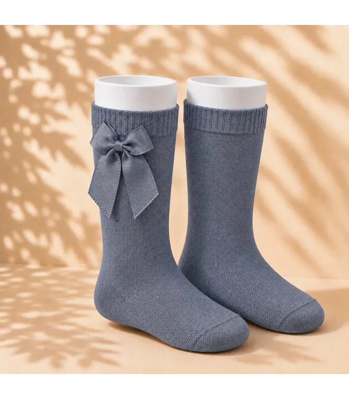 Calcetín Lazo Grosgrain Cóndor Acero 402 para bebé y niña