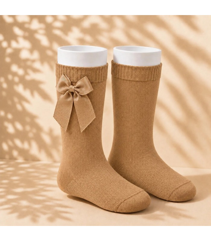 Calcetín Lazo Grosgrain Cóndor Camel 326 para bebé y niña