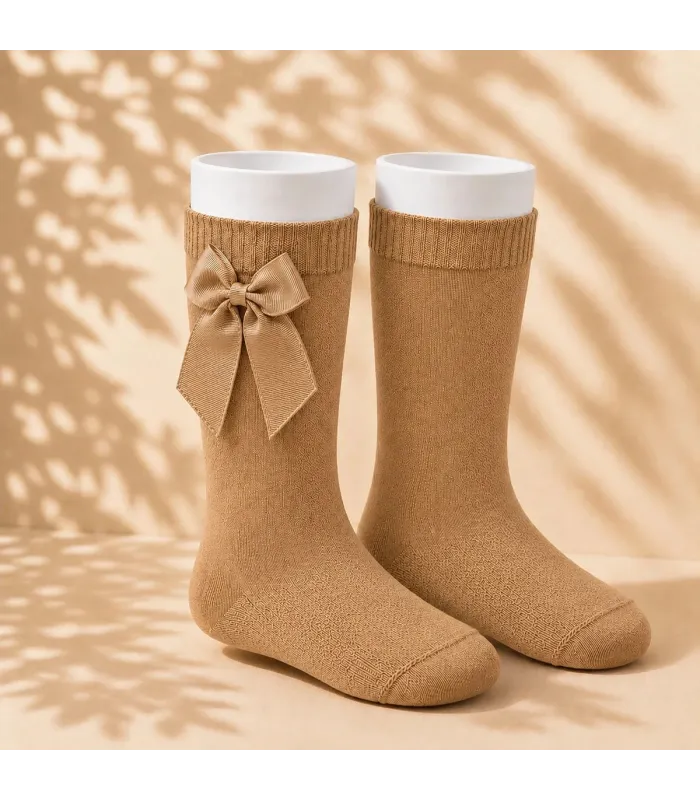Calcetín Lazo Grosgrain Cóndor Camel 326 para bebé y niña