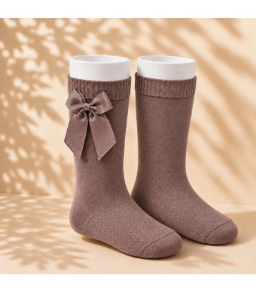 Calcetín Lazo Grosgrain Cóndor Praliné 314 para bebé y niña